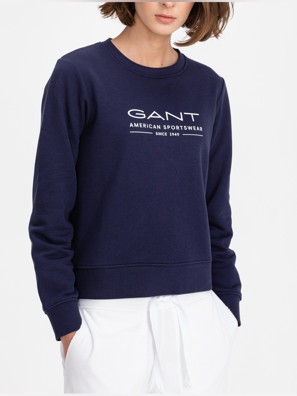 Gant Dark Blue Crewneck Sweatshirt with White Logo
